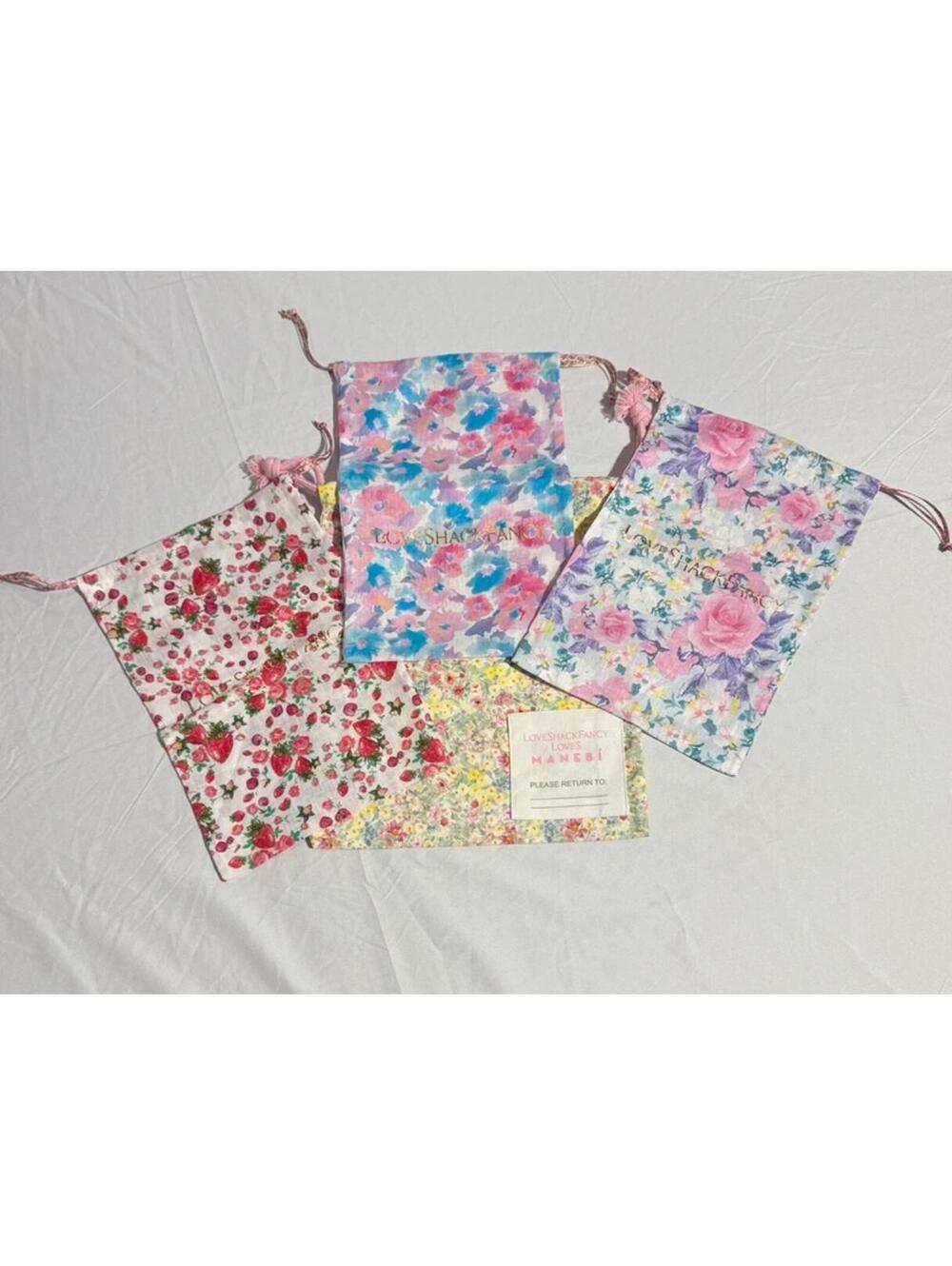 LoveShackFancy floral drawstring dust bags / gift pouches bundle 🌸